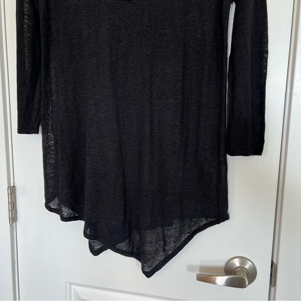 Nic + Zoe black linen blend asymmetrical sweater handkerchief hem NWT Size XS - Picture 4 of 9